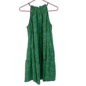 CECE Dress Size Extra Small Green Halter Swing Floral Tie Back Harmony Blossoms